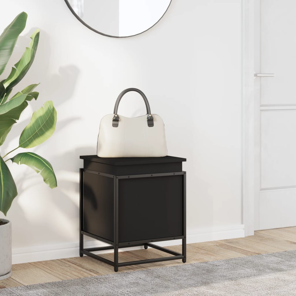 Boîte De Rangement Avec Couvercle Bois D'ingénierie Noir