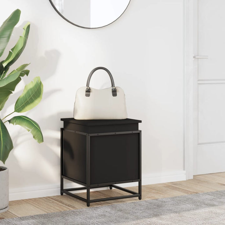 Boîte De Rangement Avec Couvercle Bois D'ingénierie Noir