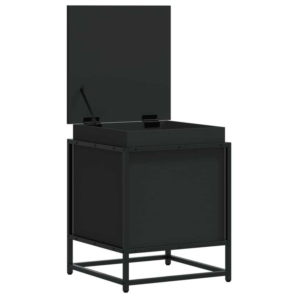 Boîte De Rangement Avec Couvercle Bois D'ingénierie Noir