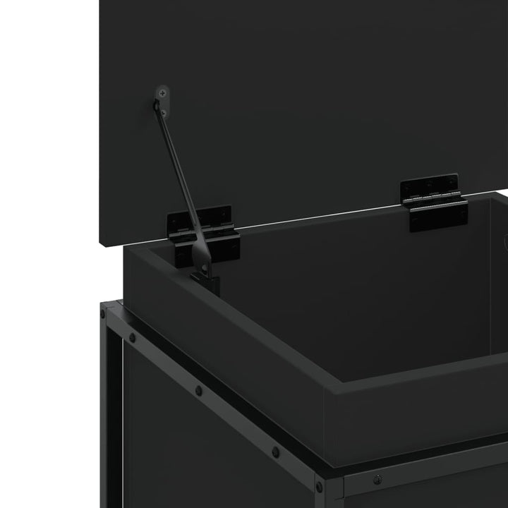 Boîte De Rangement Avec Couvercle Bois D'ingénierie Noir