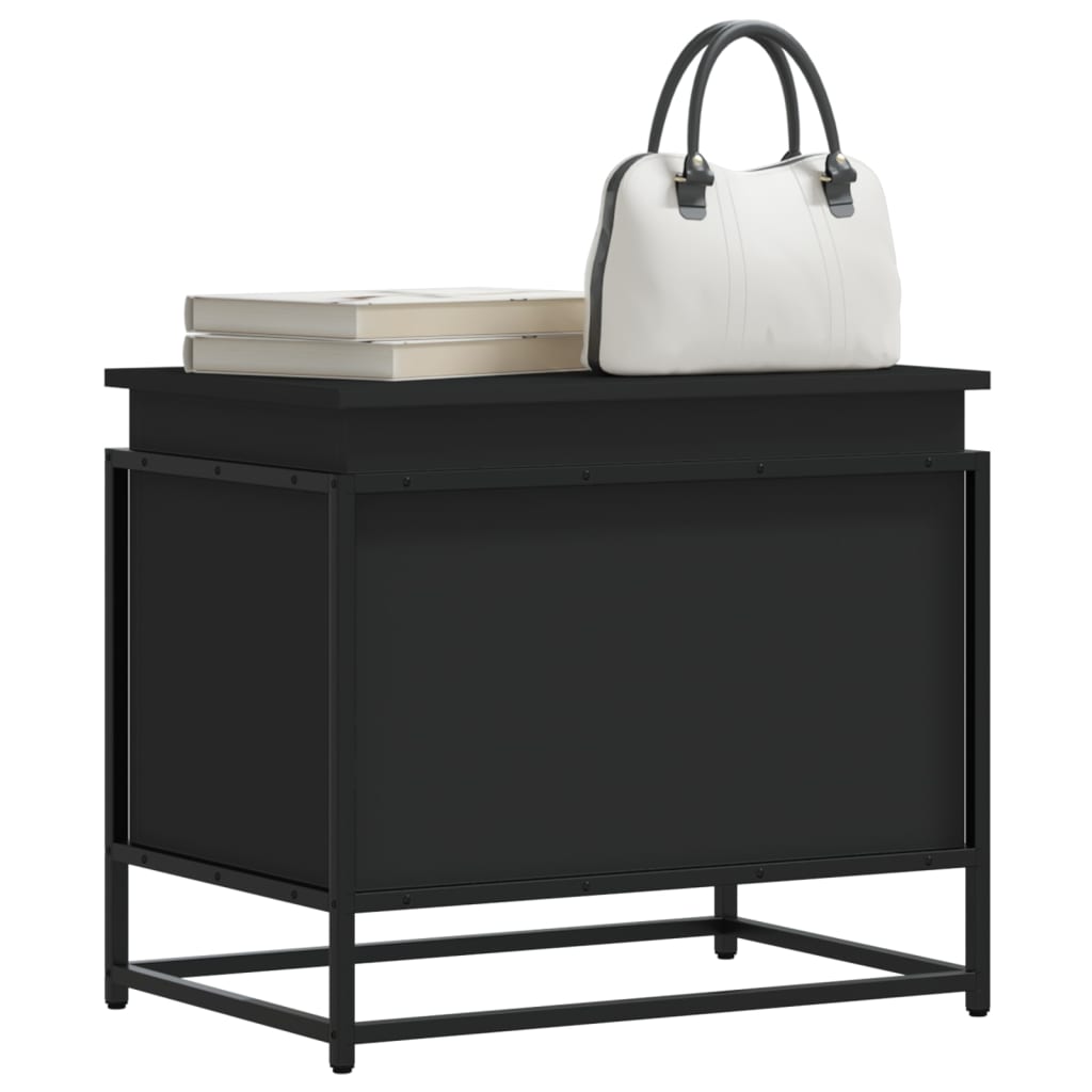 Boîte De Rangement Avec Couvercle Bois D'ingénierie Noir