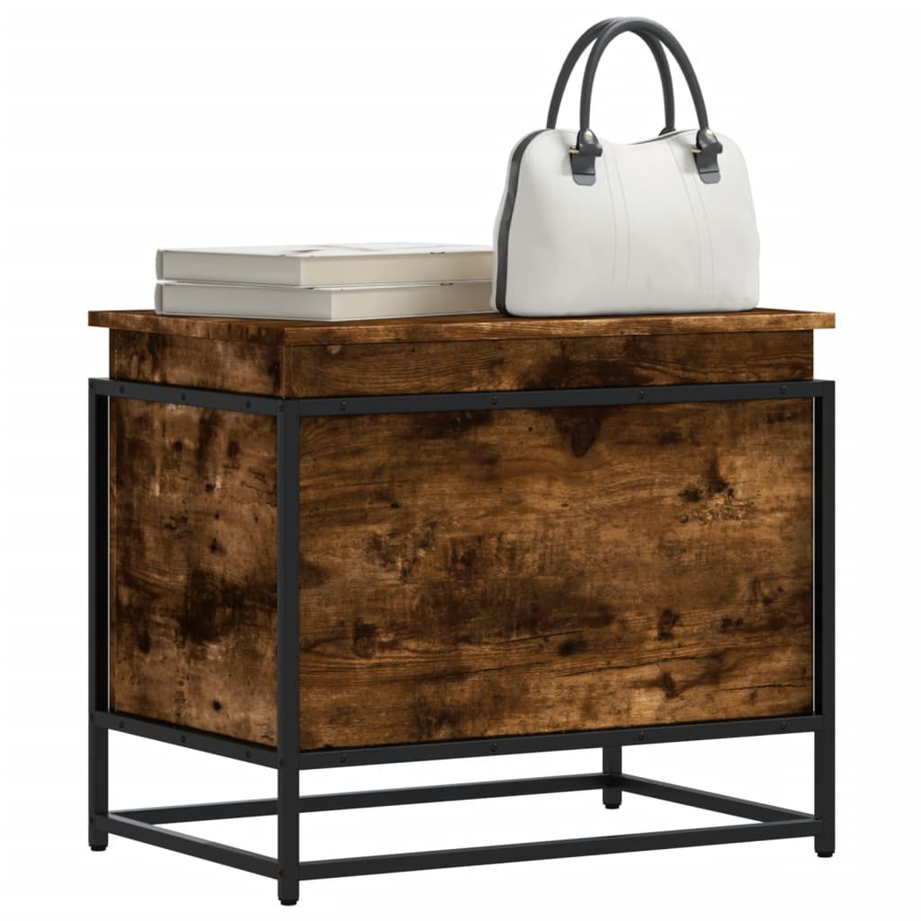 Boîte De Rangement Avec Couvercle Bois D'ingénierie Chêne Fumé
