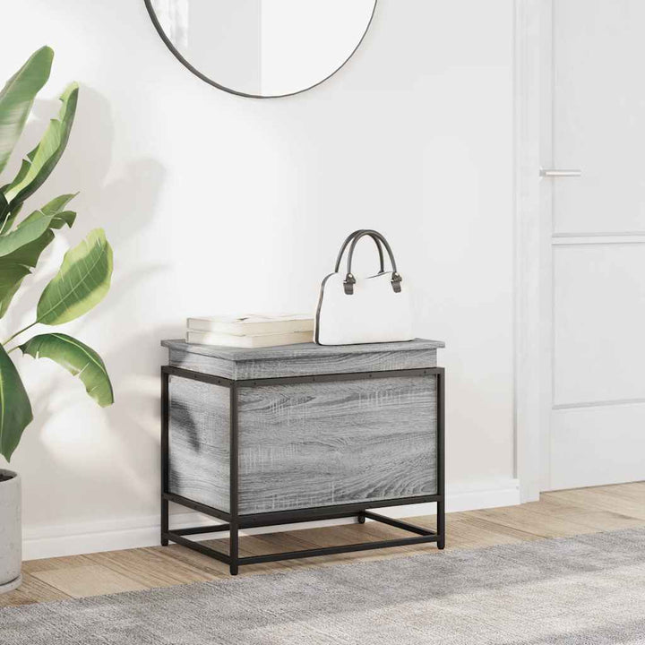 Boîte De Rangement Avec Couvercle Bois D'ingénierie Sonoma Gris