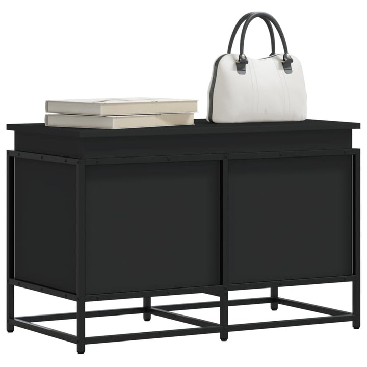 Boîte De Rangement Avec Couvercle Bois D'ingénierie Noir