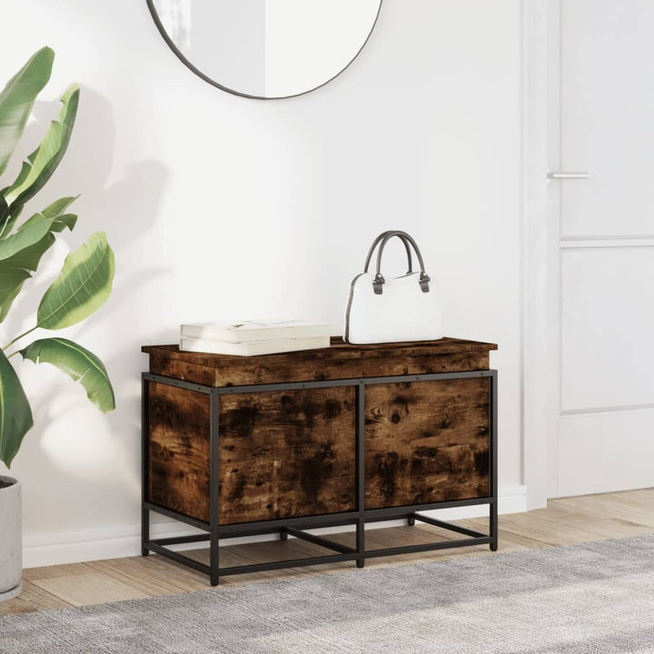 Boîte De Rangement Avec Couvercle Bois D'ingénierie Chêne Fumé