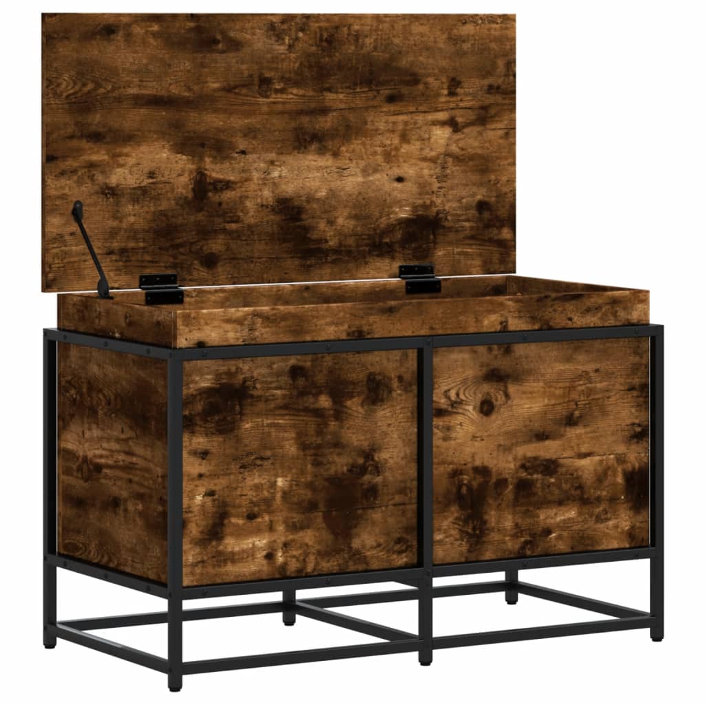 Boîte De Rangement Avec Couvercle Bois D'ingénierie Chêne Fumé