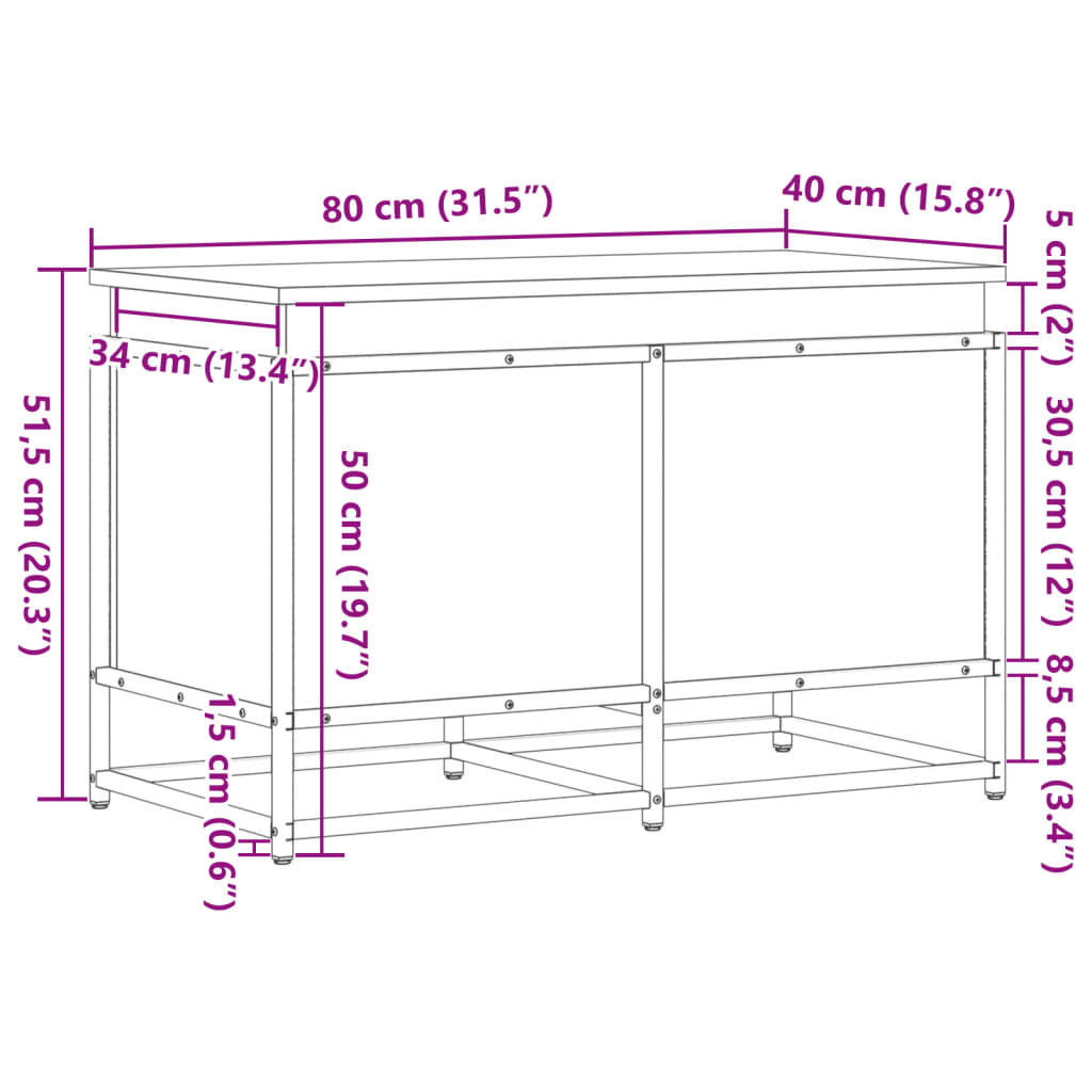 Boîte De Rangement Avec Couvercle Bois D'ingénierie Chêne Fumé