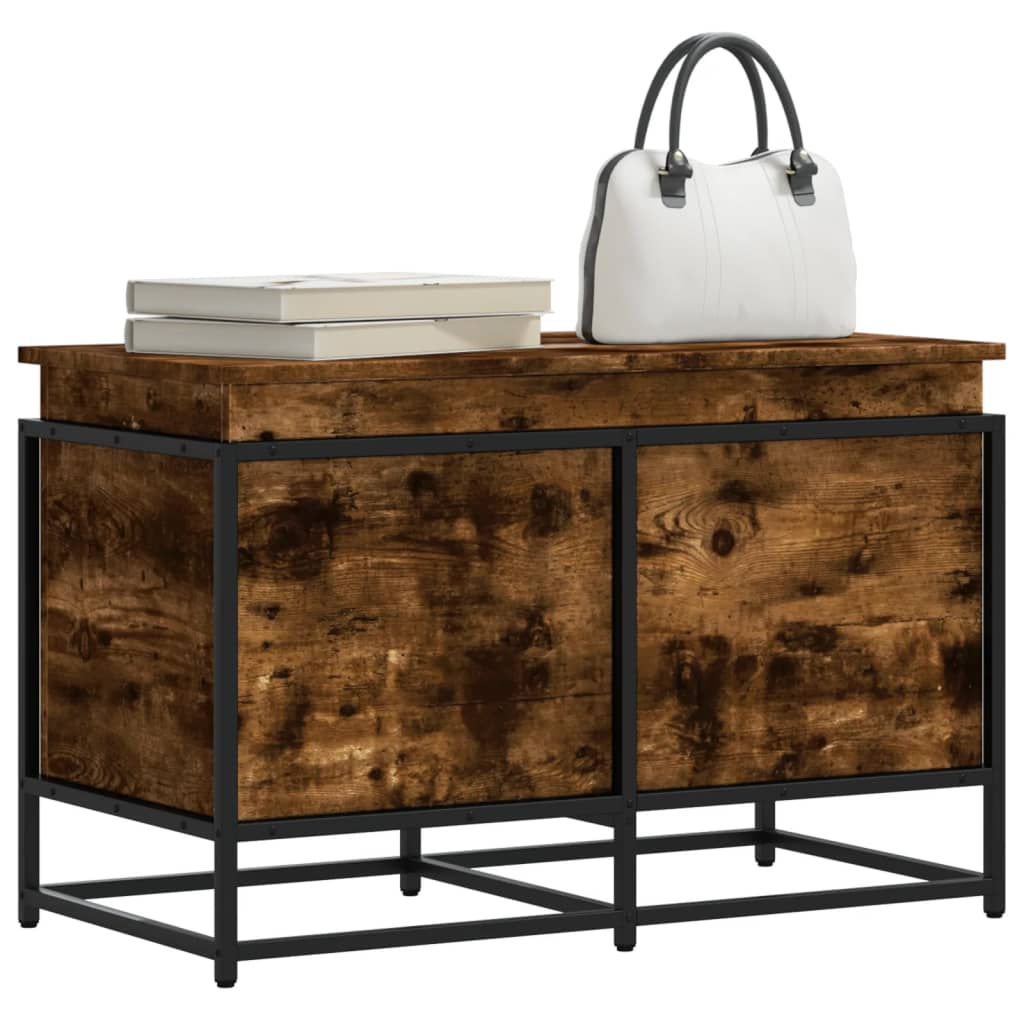 Boîte De Rangement Avec Couvercle Bois D'ingénierie Chêne Fumé