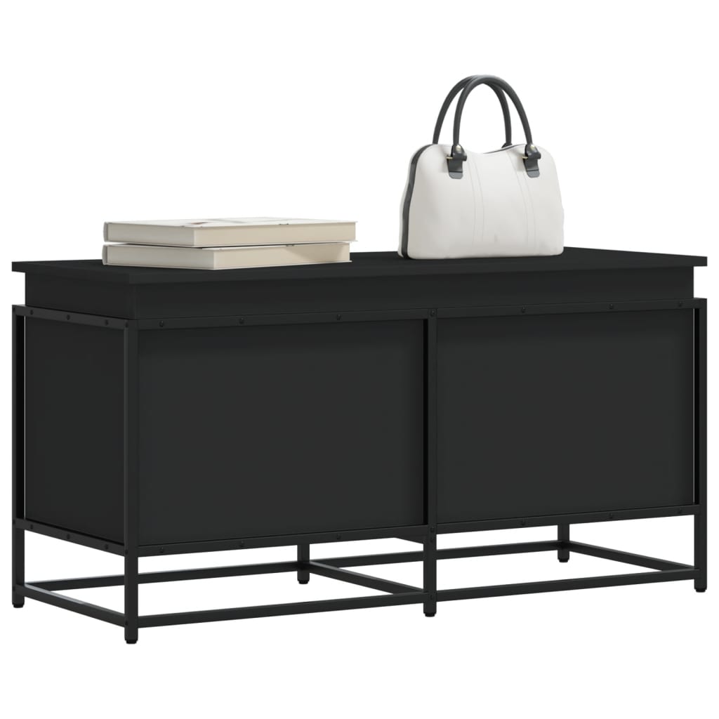 Boîte De Rangement Avec Couvercle Bois D'ingénierie Noir