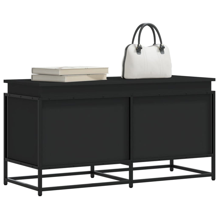 Boîte De Rangement Avec Couvercle Bois D'ingénierie Noir