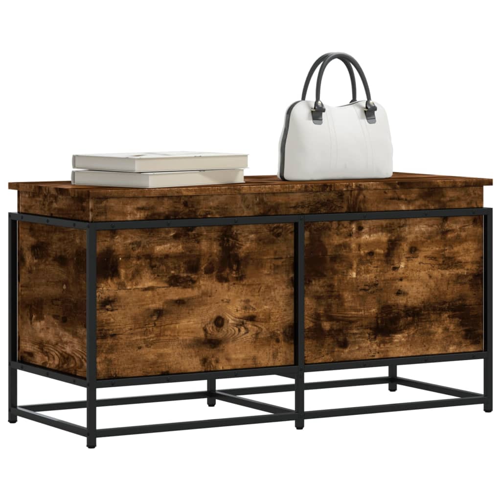Boîte De Rangement Avec Couvercle Bois D'ingénierie Chêne Fumé