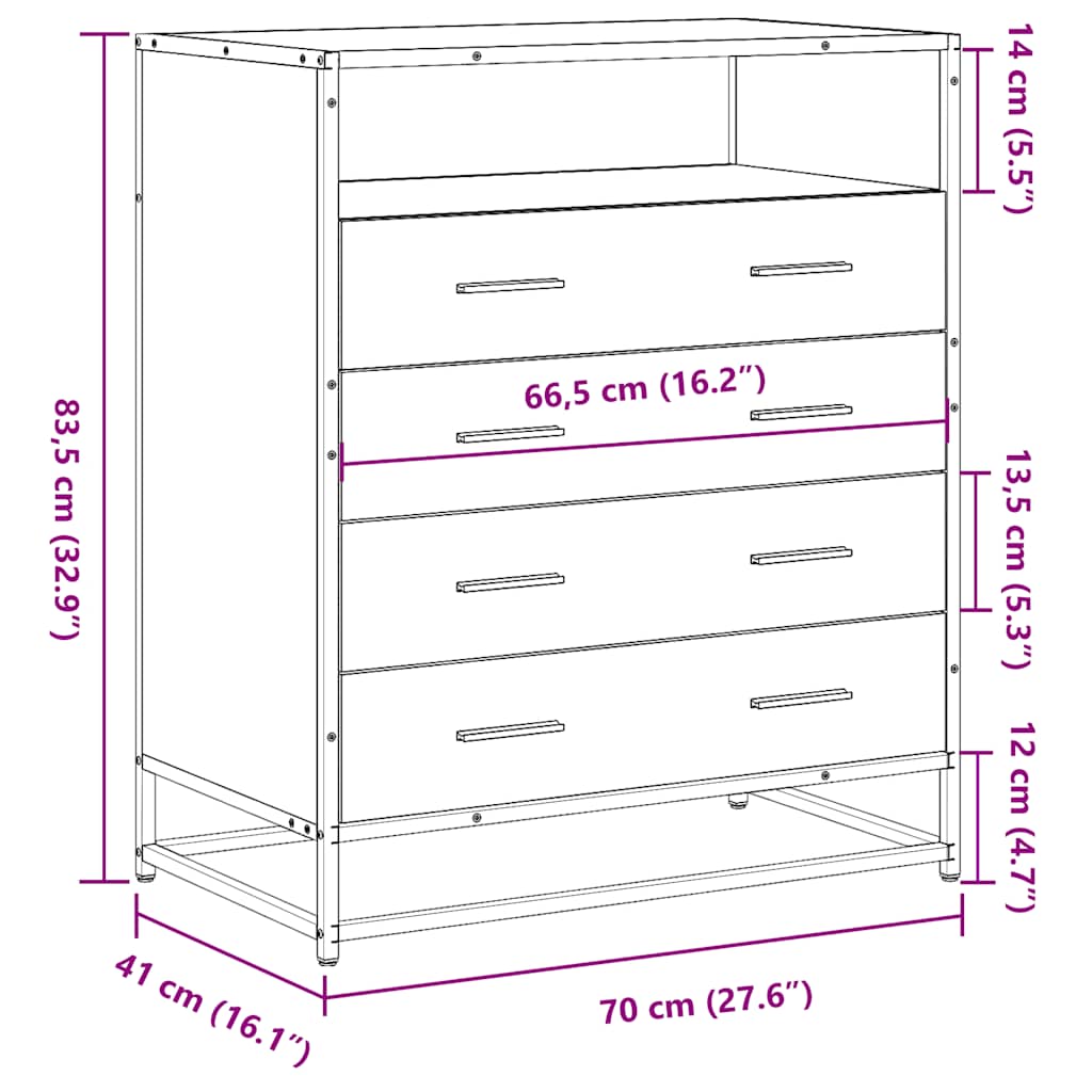 Commode 70X41X83,5 Cm Bois D'ingénierie