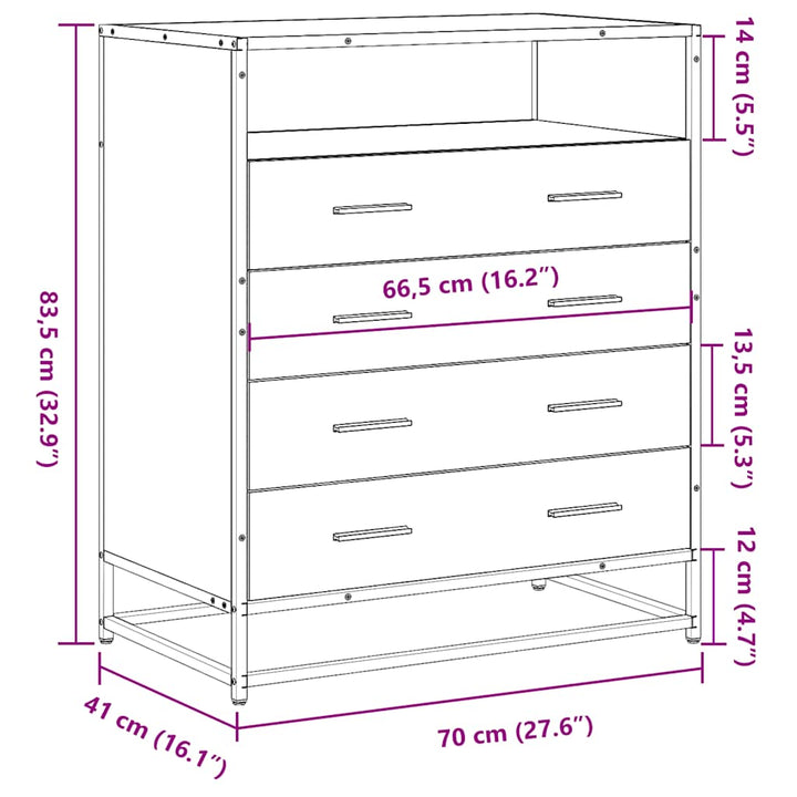 Commode 70X41X83,5 Cm Bois D'ingénierie