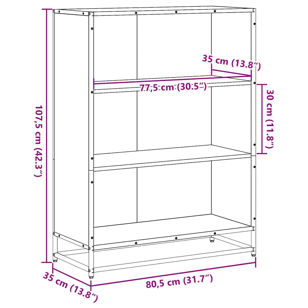 Bibliothèque 80,5X35X107,5 Cm Bois D'ingénierie Chêne Marron