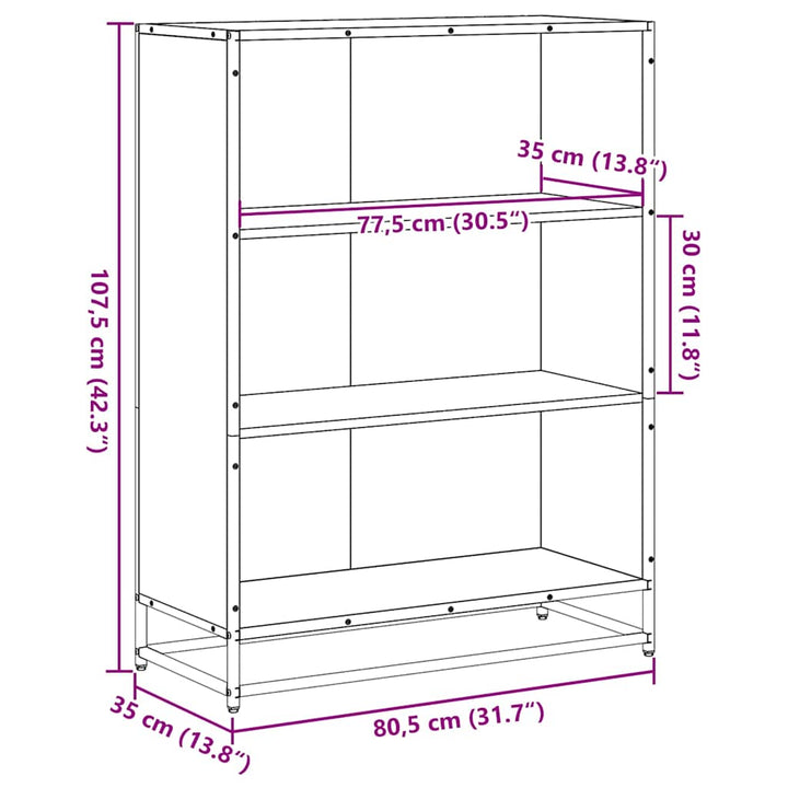 Bibliothèque 80,5X35X107,5 Cm Bois D'ingénierie Chêne Marron