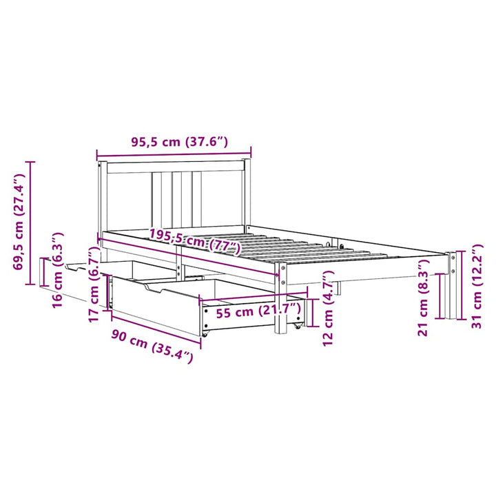 Cadre De Lit Sans Matelas Bois De Pin Massif