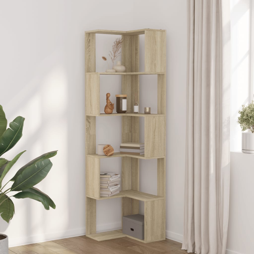 Bibliothèque D'angle À 5 Niveaux Bois D'ingénierie
