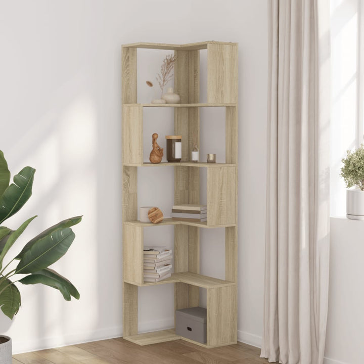 Bibliothèque D'angle À 5 Niveaux Bois D'ingénierie