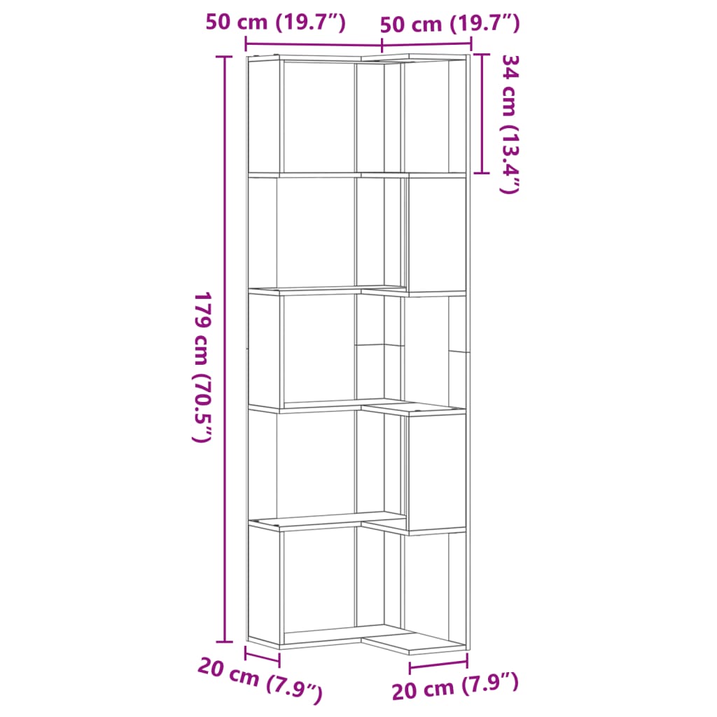 Bibliothèque D'angle À 5 Niveaux Bois D'ingénierie