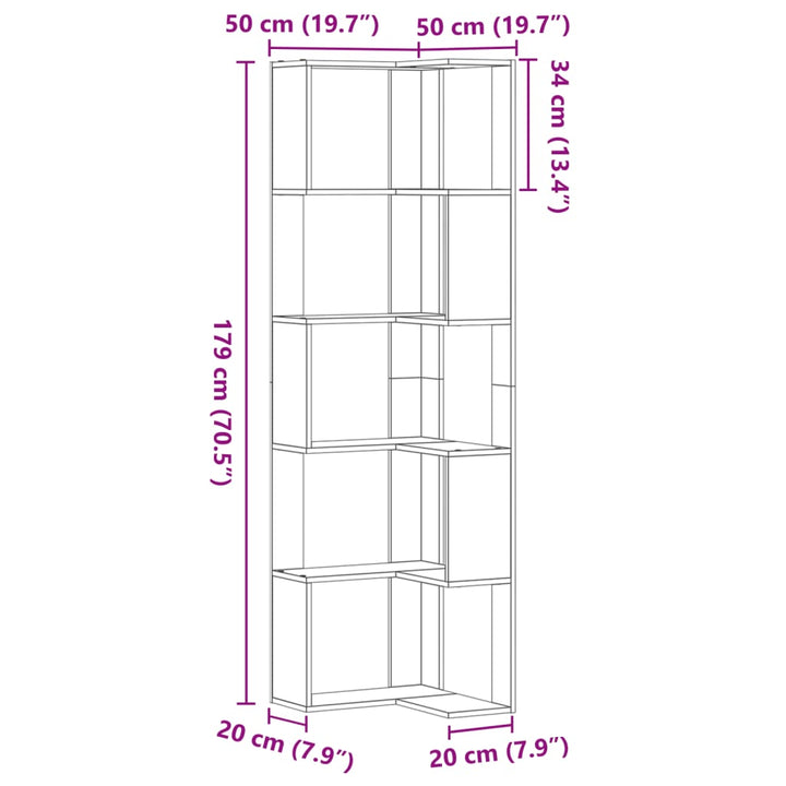 Bibliothèque D'angle À 5 Niveaux Bois D'ingénierie