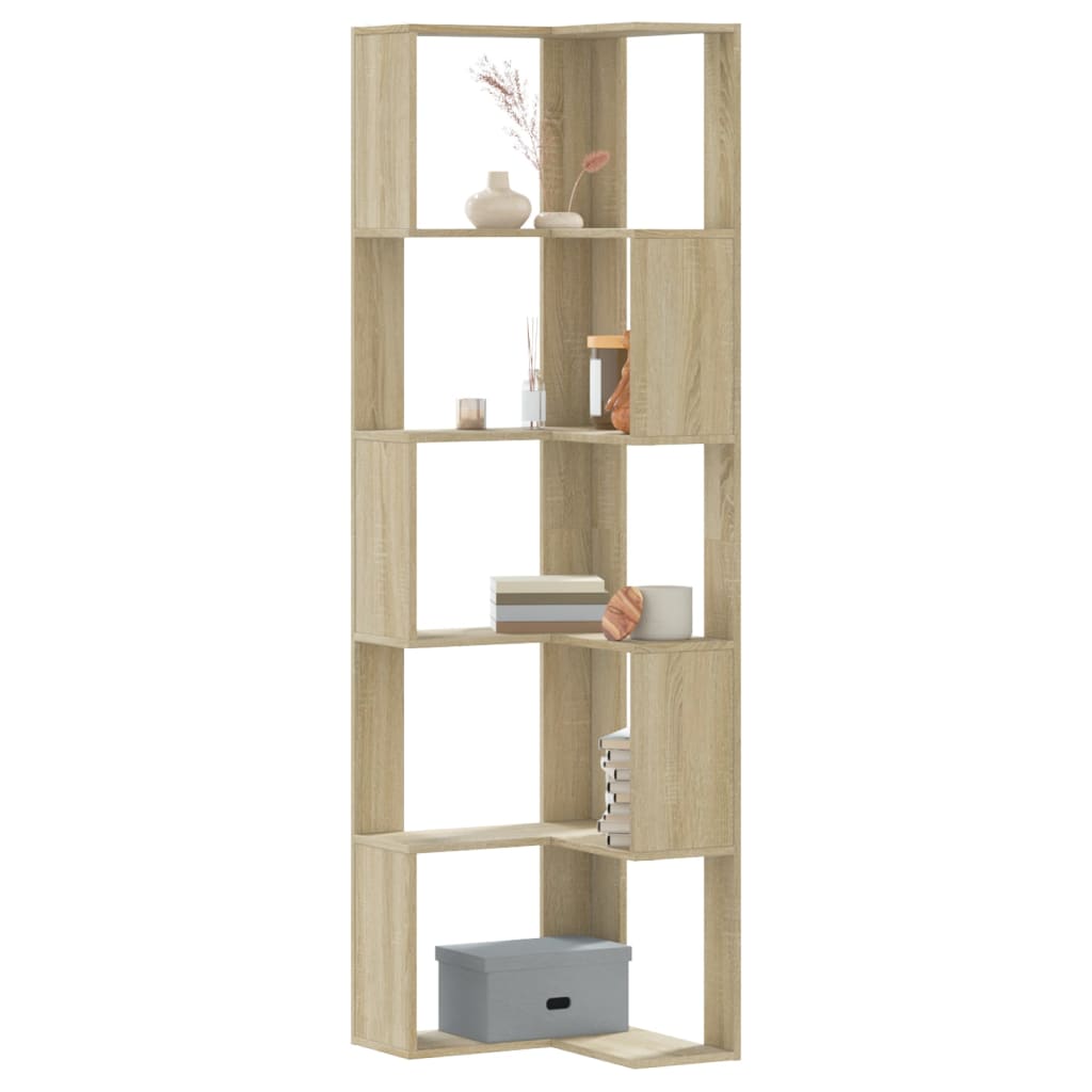 Bibliothèque D'angle À 5 Niveaux Bois D'ingénierie