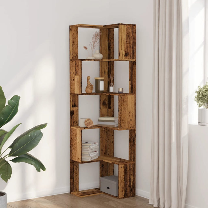 Bibliothèque D'angle À 5 Niveaux Bois D'ingénierie