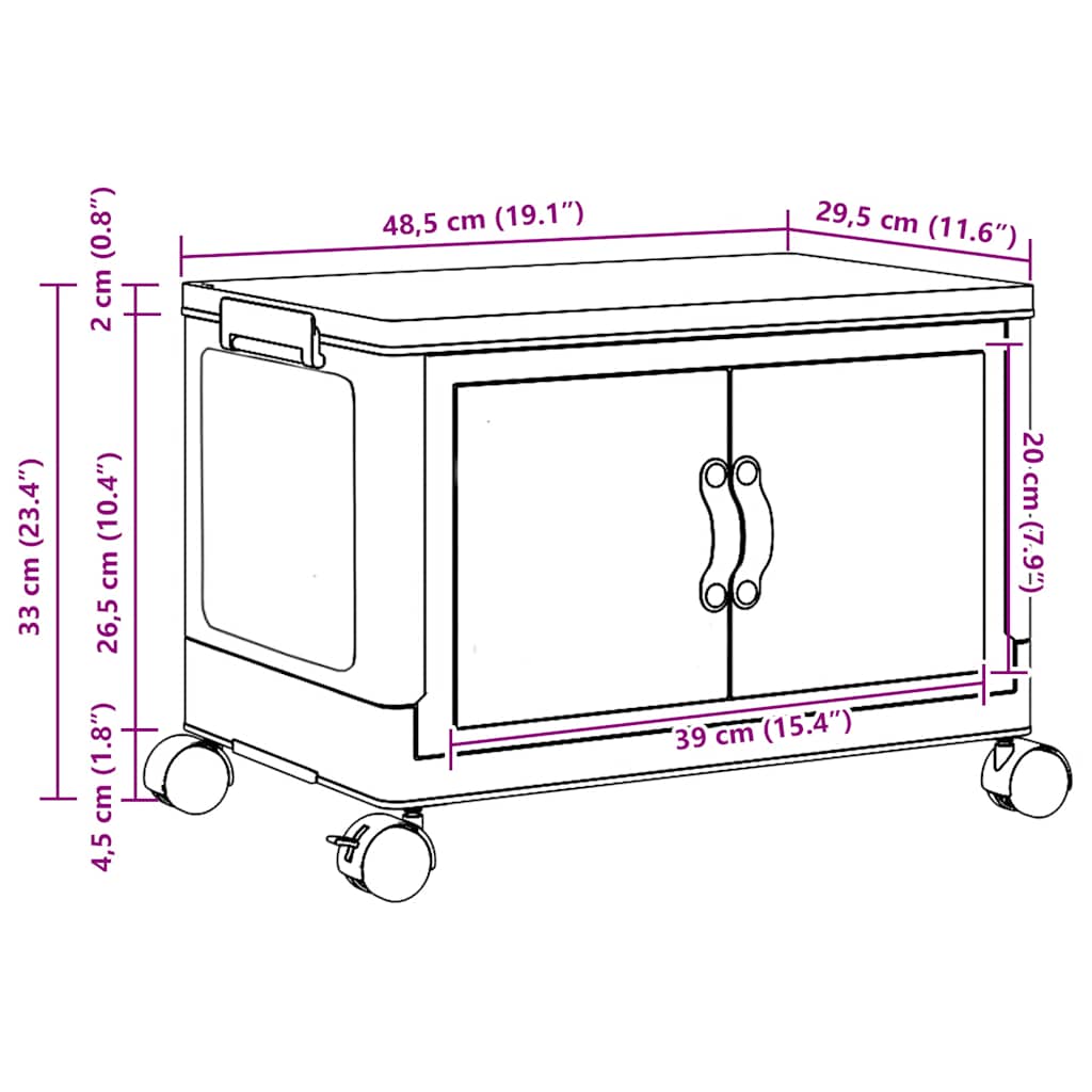 Boîte De Rangement Empilable Avec Roues 28 L 48,5X29,5X33 Cm
