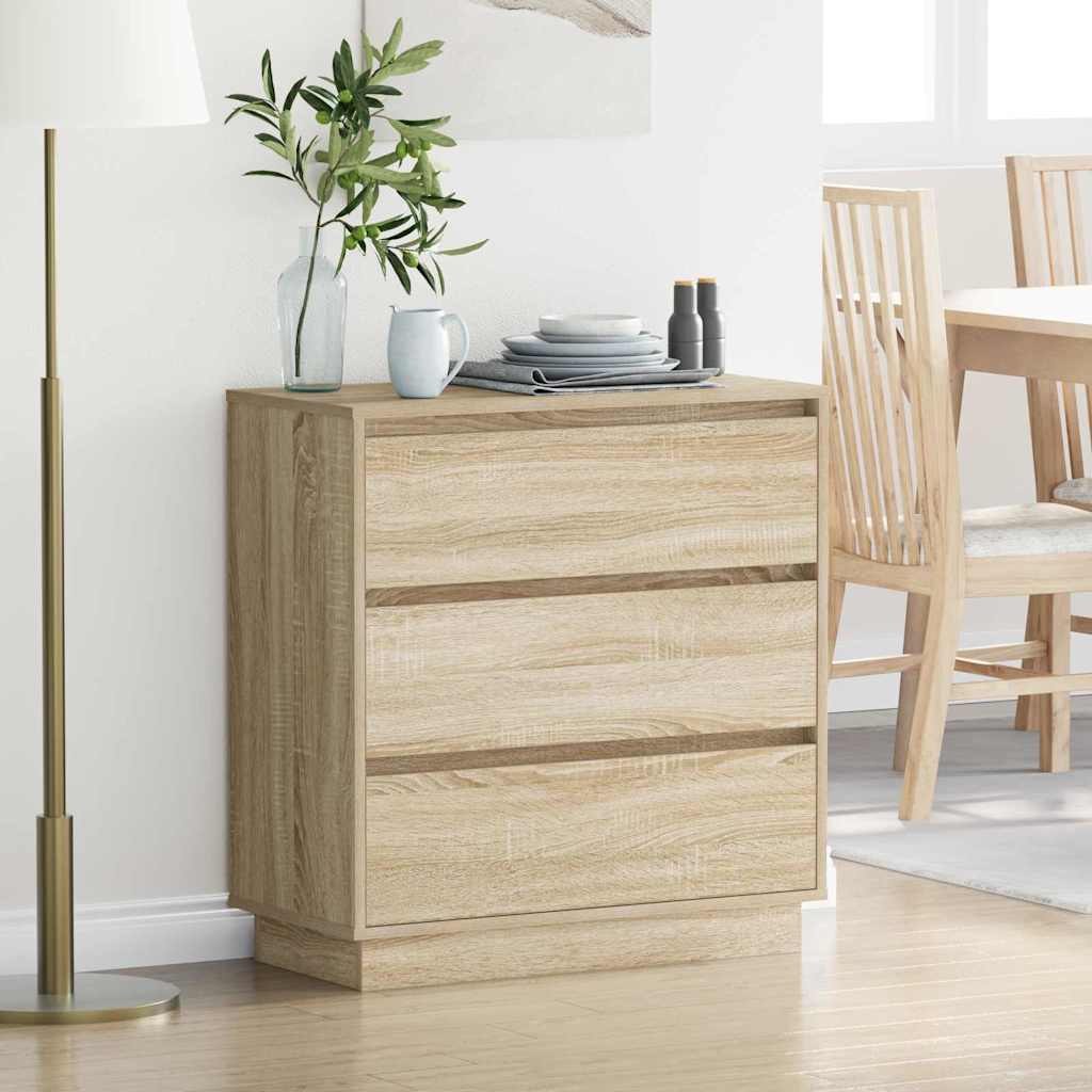 Commode De Chevet Avec Led Chêne Artisan 71X34,5X75 Cm Bois D'ingénierie