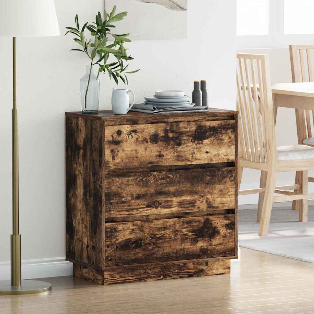 Commode De Chevet Avec Led Chêne Artisan 71X34,5X75 Cm Bois D'ingénierie