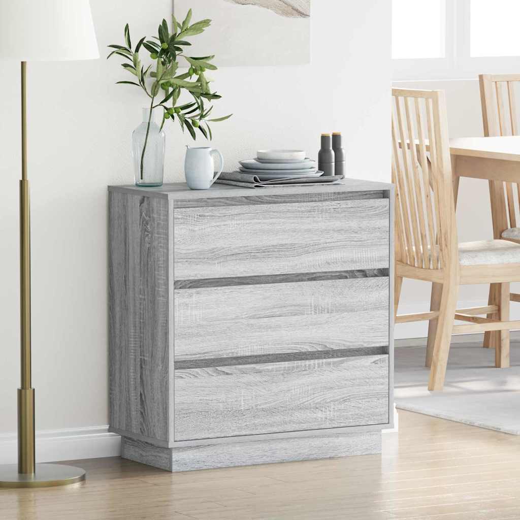 Commode De Chevet Avec Led Chêne Artisan 71X34,5X75 Cm Bois D'ingénierie