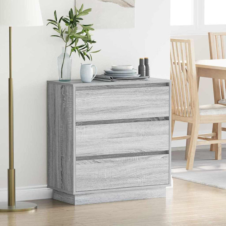 Commode De Chevet Avec Led Chêne Artisan 71X34,5X75 Cm Bois D'ingénierie