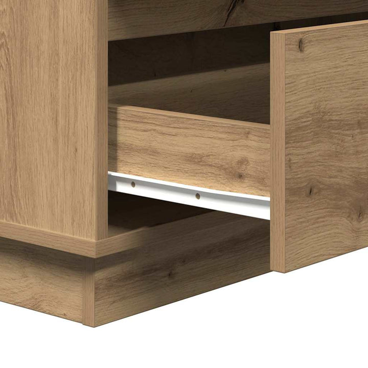 Commode De Chevet Avec Led Chêne Artisan 71X34,5X75 Cm Bois D'ingénierie