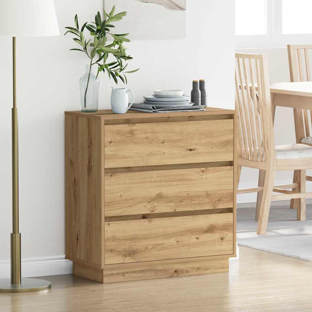 Commode De Chevet Avec Led Chêne Artisan 71X34,5X75 Cm Bois D'ingénierie