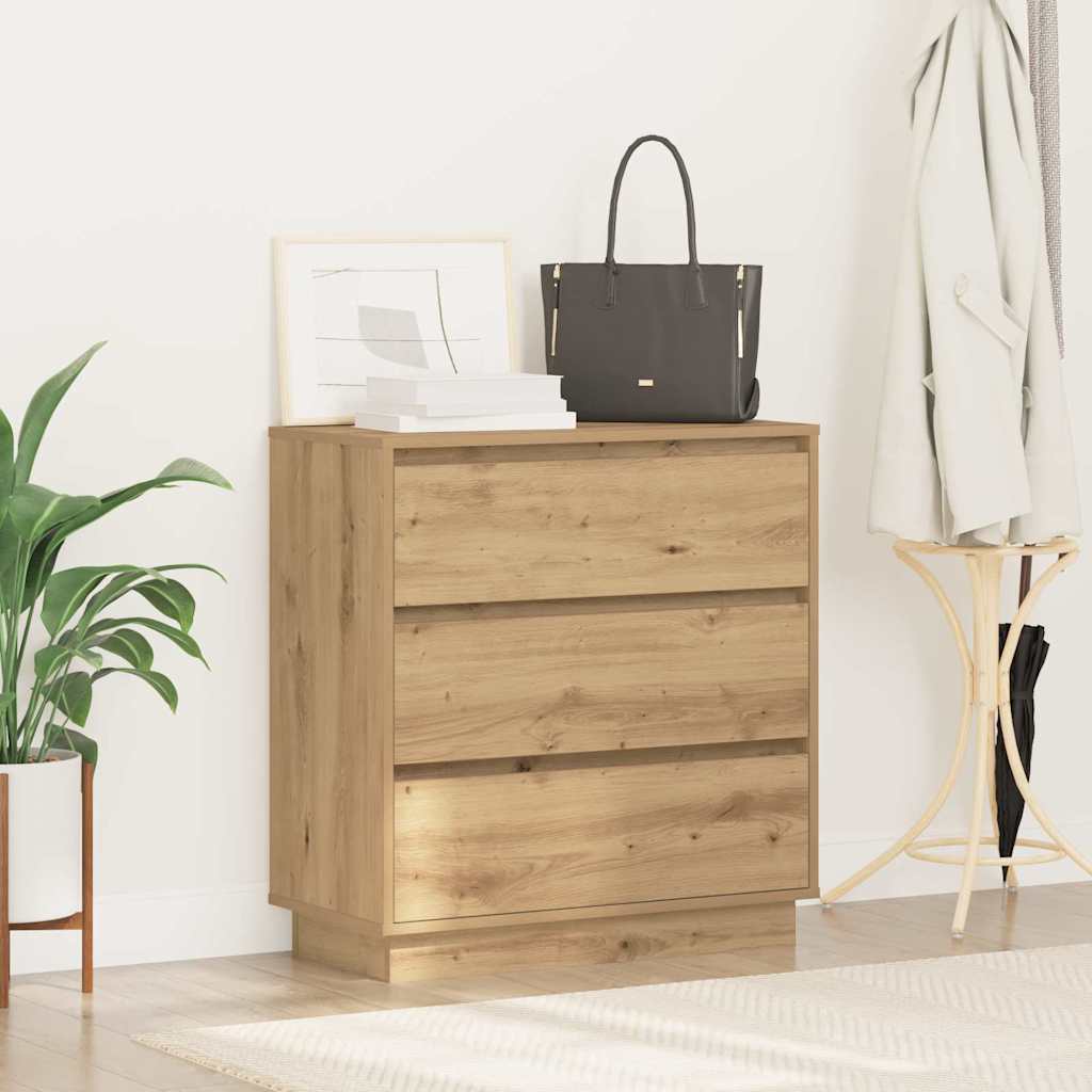 Commode De Chevet Avec Led Chêne Artisan 71X34,5X75 Cm Bois D'ingénierie