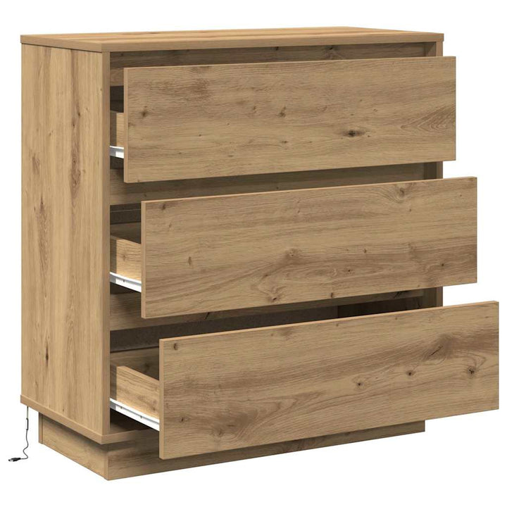 Commode De Chevet Avec Led Chêne Artisan 71X34,5X75 Cm Bois D'ingénierie