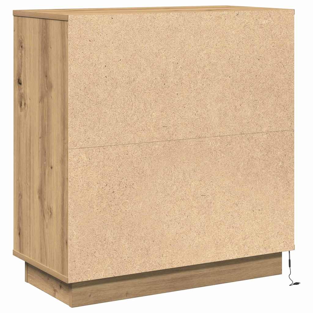 Commode De Chevet Avec Led Chêne Artisan 71X34,5X75 Cm Bois D'ingénierie
