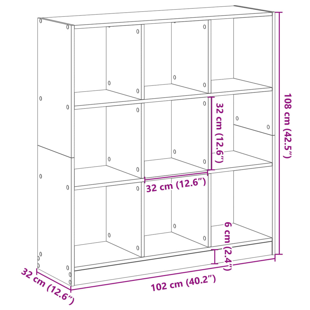 Bibliothèque 102X32X Bois D'ingénierie Noir