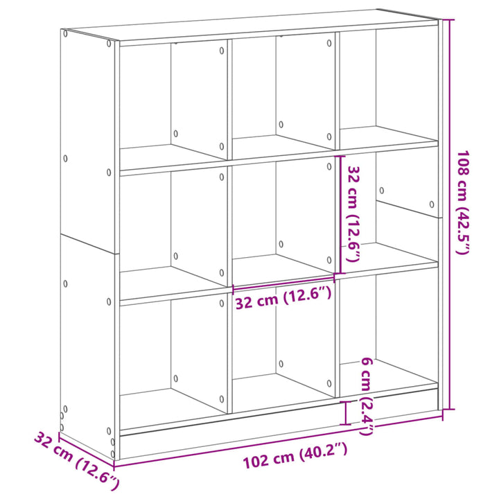 Bibliothèque 102X32X Bois D'ingénierie Chêne Fumé