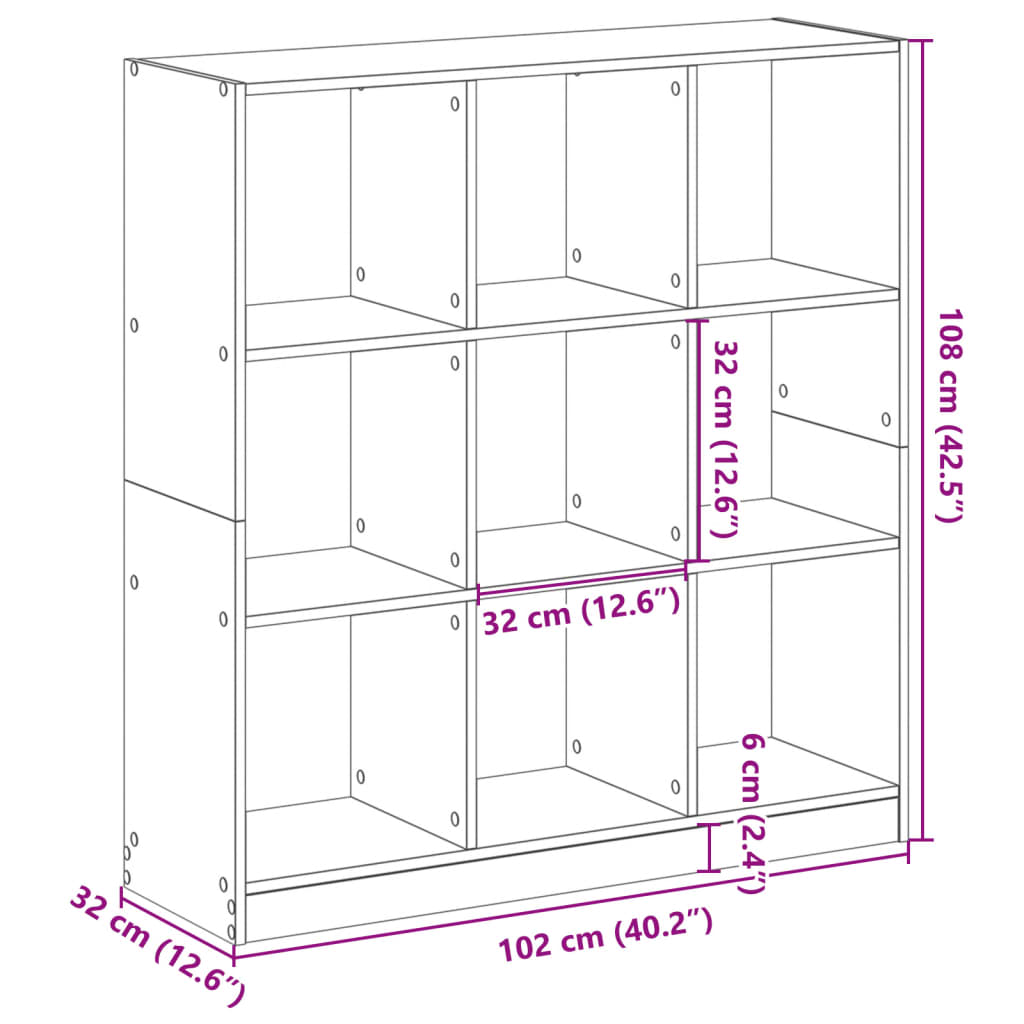 Bibliothèque 102X32X Bois D'ingénierie Sonoma Gris