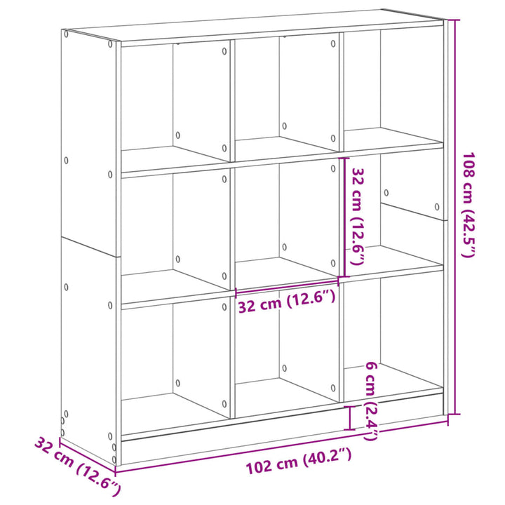Bibliothèque 102X32X Bois D'ingénierie Sonoma Gris