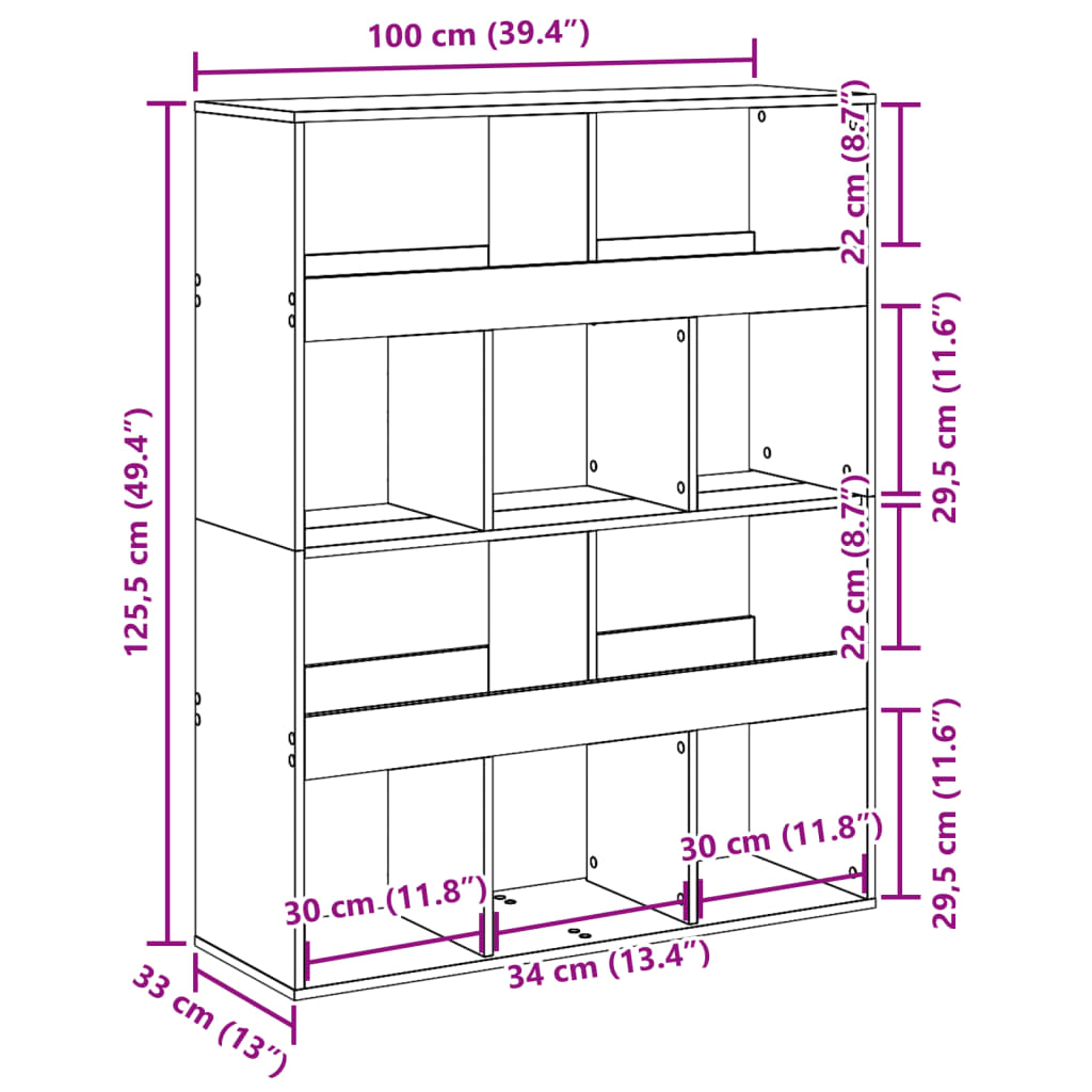 Bibliothèque 100X33X125,5 Cm Bois D'ingénierie