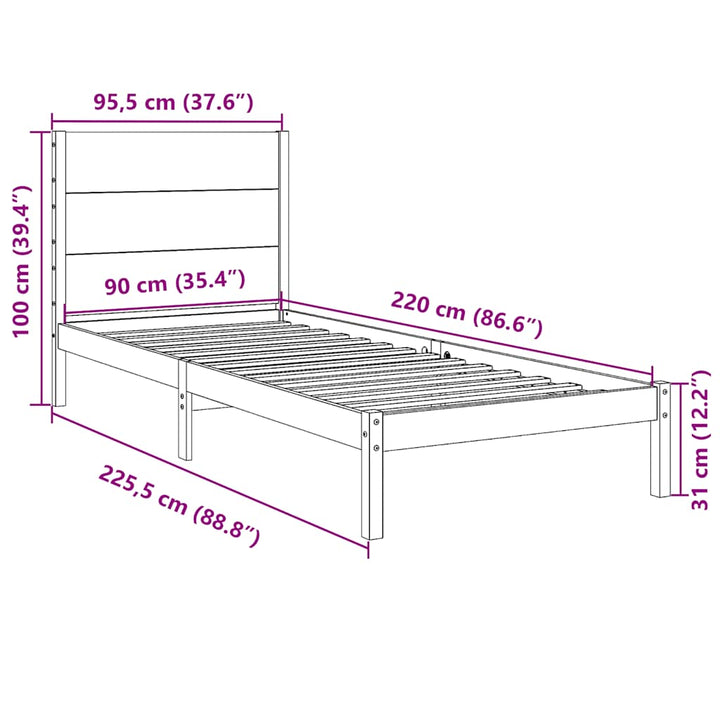 Cadre De Lit Extra Long Sans Matelas Bois Massif