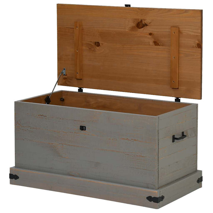Coffre De Rangement Halden 91X48X47 Cm Bois Massif Pin