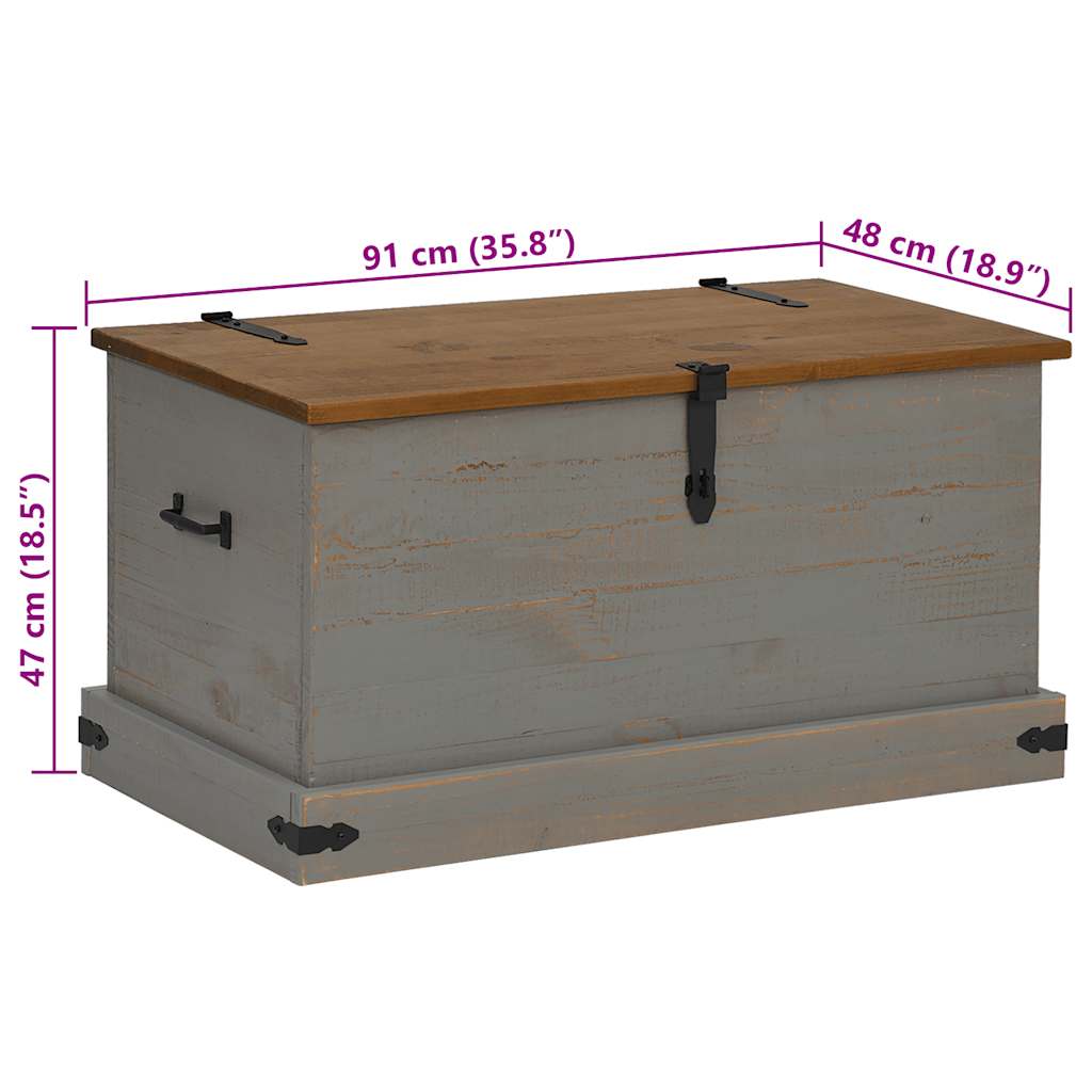 Coffre De Rangement Halden 91X48X47 Cm Bois Massif Pin