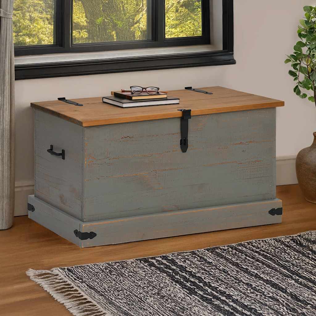 Coffre De Rangement Halden 91X48X47 Cm Bois Massif Pin