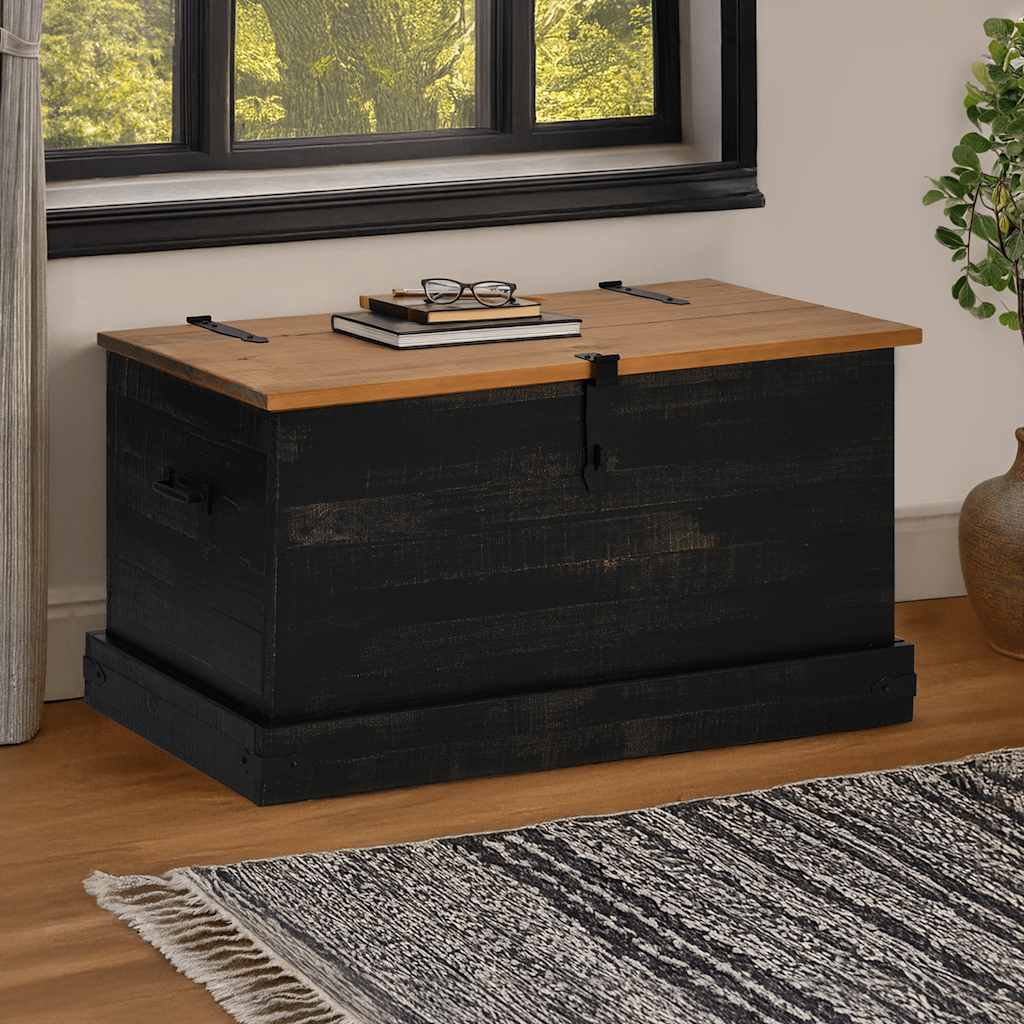 Coffre De Rangement Halden 91X48X47 Cm Bois Massif Pin