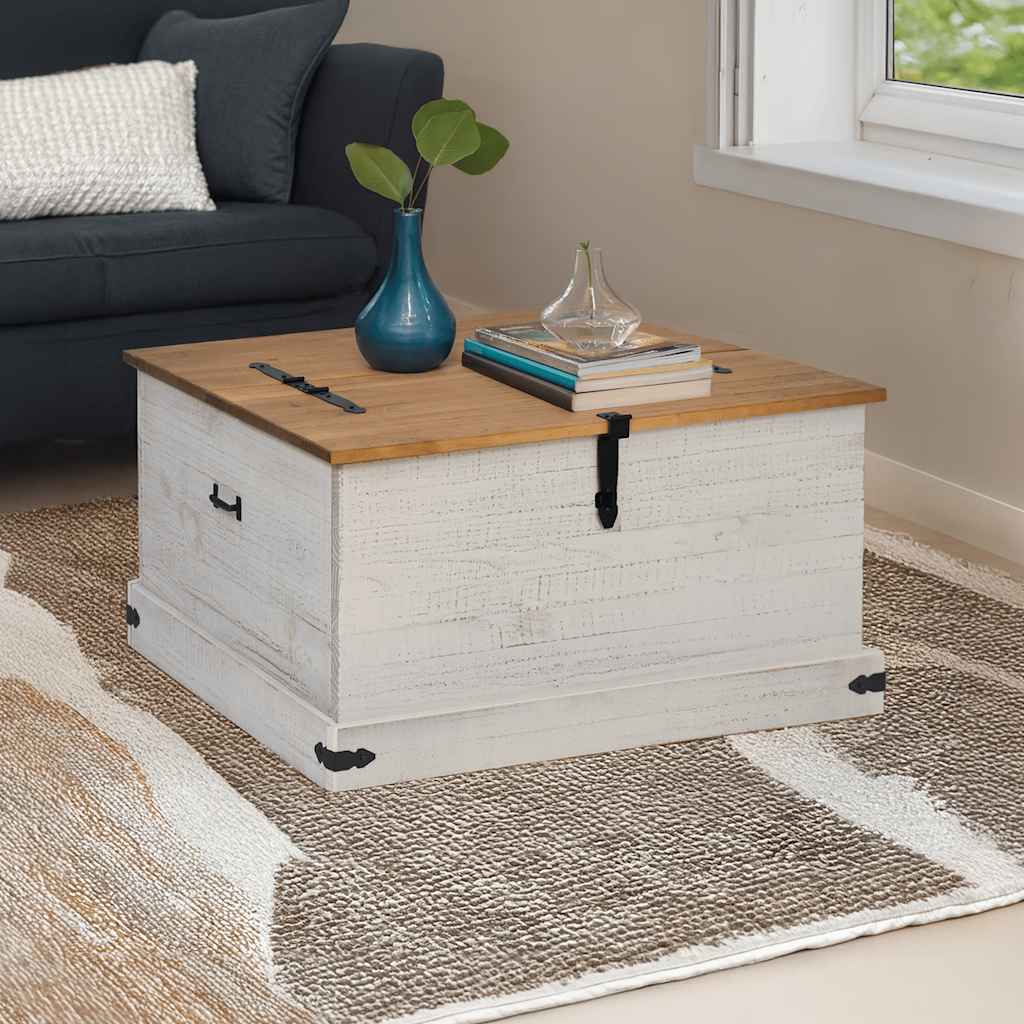 Coffre De Rangement Halden 91X91X47 Cm Bois Massif Pin