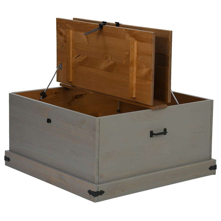Coffre De Rangement Halden 91X91X47 Cm Bois Massif Pin