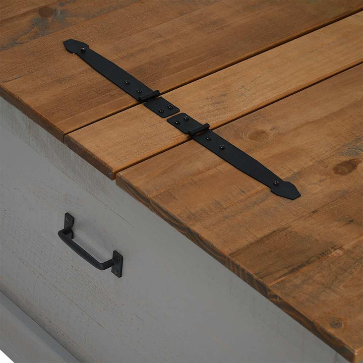 Coffre De Rangement Halden 91X91X47 Cm Bois Massif Pin