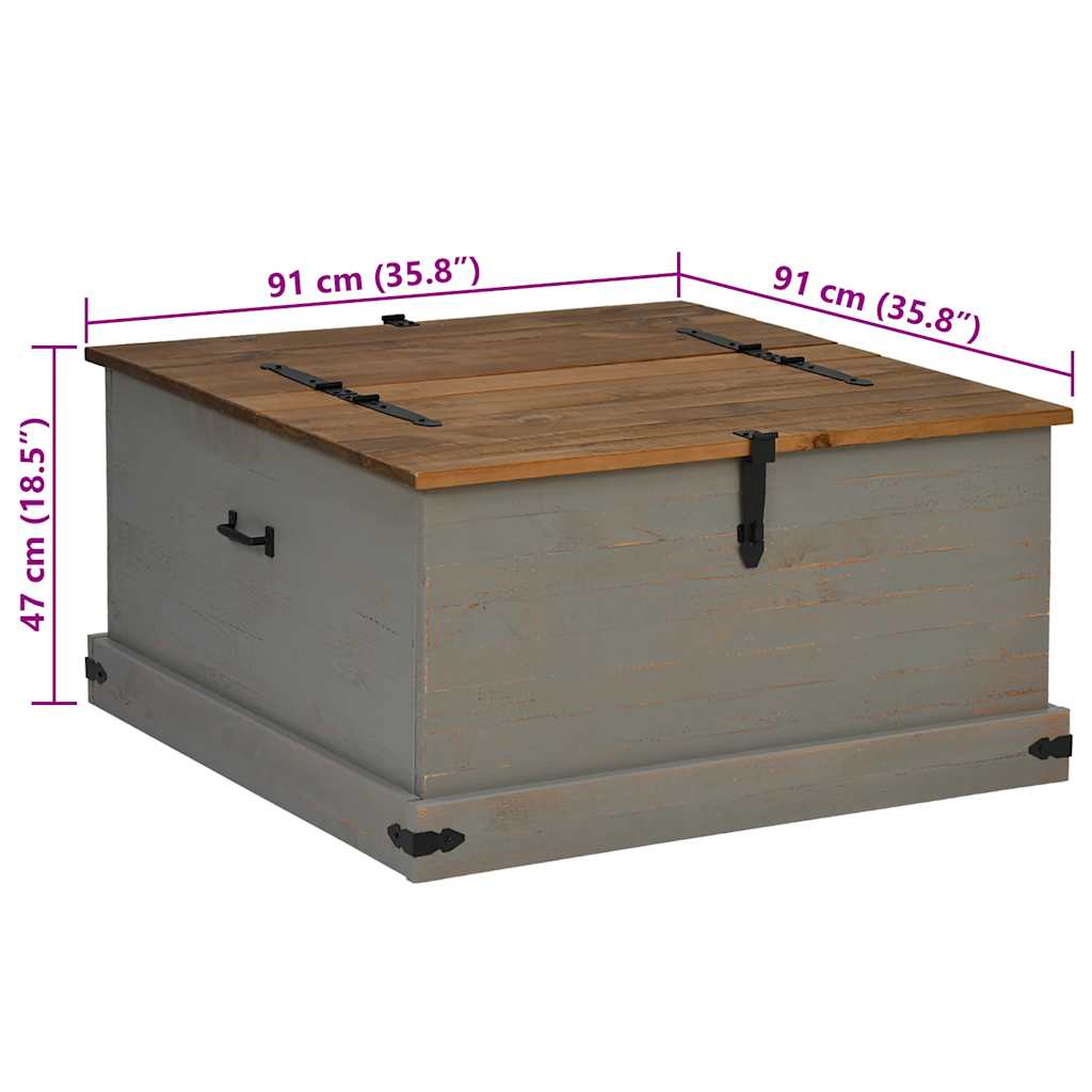 Coffre De Rangement Halden 91X91X47 Cm Bois Massif Pin